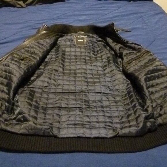 Hugo Boss Avaitor Style Black Leather Full Zip Jacket-Size 40 Regular - Picture 10 of 12